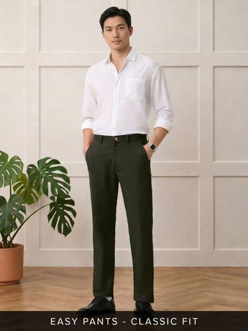 Buy Solids: Dark Olive Men Chino Pants Online F56