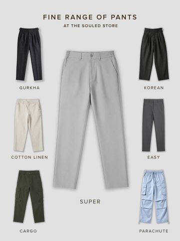 Buy Stretch Pants: Cloud Grey For Men Nline F56