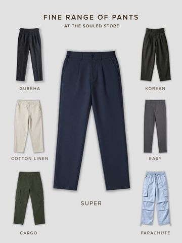 Buy Stretch Pants: Midnight Blue For Men Online F56