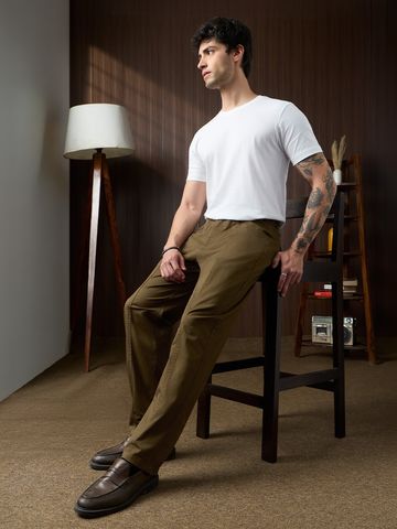 Buy Straight Pant: Roasted Coffee Men Chino Pants Online F56