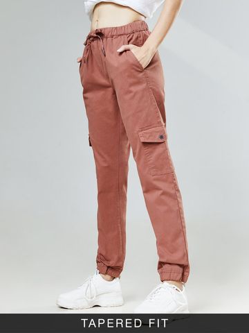 Buy Solids Dusty Pink Women Twill Cargo Joggers Online JB65