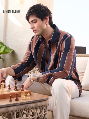 Buy Cotton-Linen Shirt: Nutmeg Cotton Linen Shirts Online C76