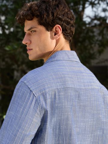 Buy Striped Shirt: Cornflower Men Relaxed shirts Online C76