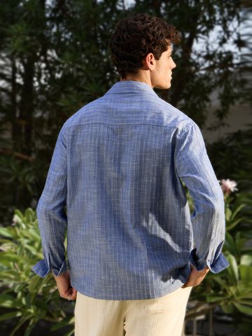 Buy Striped Shirt: Cornflower Men Relaxed shirts Online C76