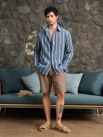 Buy Striped Shirt: Lagoon Men Utility Shirts Online C76