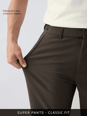 Buy Stretch Pants: French Taupe For Men Online F56
