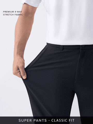 Buy Stretch Pants: Midnight Blue For Men Online F56