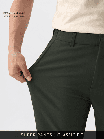Buy Slim-Fit Pants: Hunter Green Men Pants Online F56