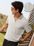 Buy Classic Polo: Ivory Grey Men Zipper Polos Online P09