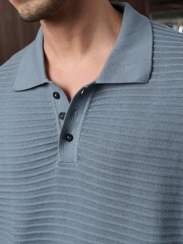 Buy Textured Flatknit: Azure Men Polo Online P09