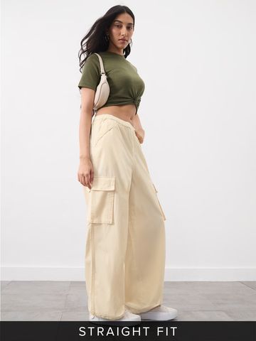 Buy Parachute Pants: Beige Women Cargo Pants Online JB65
