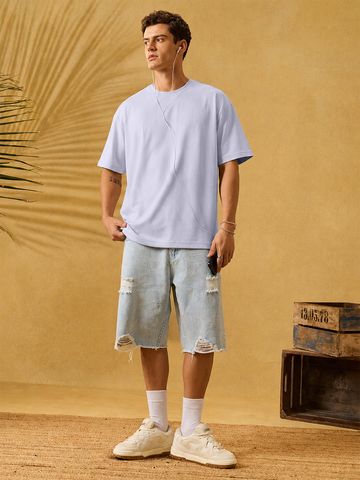 Buy Signature Solids: Lilac Men Oversized T-Shirts Online OS23