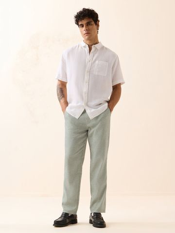 Buy Linen Pants: Pale Graphite Men Pants Online F56