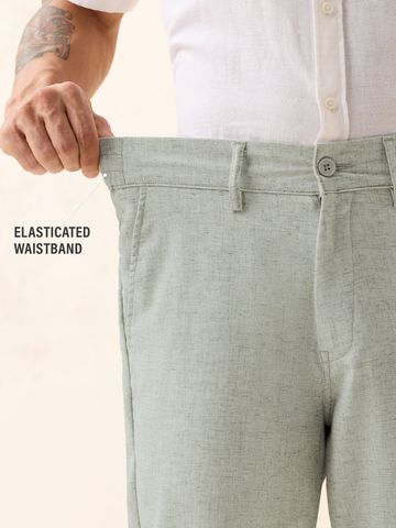 Buy Linen Pants: Pale Graphite Men Pants Online F56