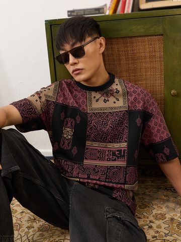 Buy Nomad: Wild Red Oversized T-Shirts Online OS23
