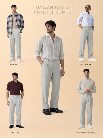 Buy Korean Pants: Storm Grey Men Korean Pants Online F56