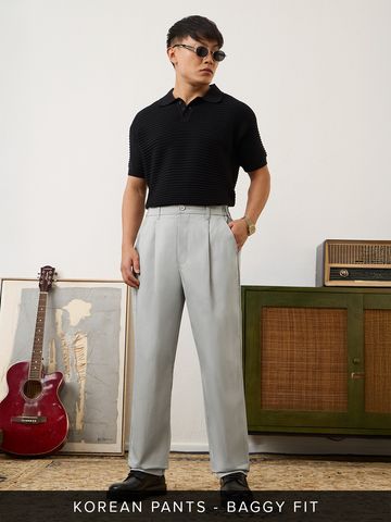 Buy Korean Pants: Storm Grey Men Korean Pants Online F56