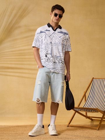 Buy Peanuts: Campfire Men Oversized Polos Online P09