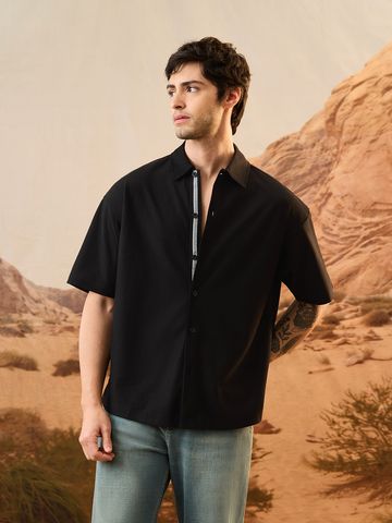 Buy Oversized Shirt: Dark Coal Men Oversized Shirts Online C76