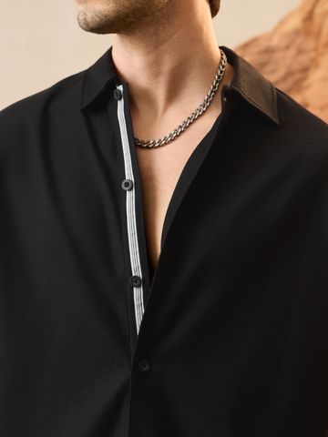 Buy Oversized Shirt: Dark Coal Men Oversized Shirts Online C76