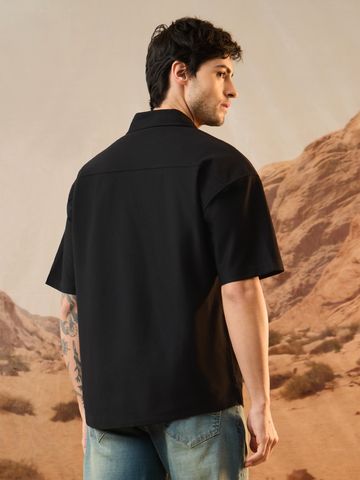 Buy Oversized Shirt: Dark Coal Men Oversized Shirts Online C76