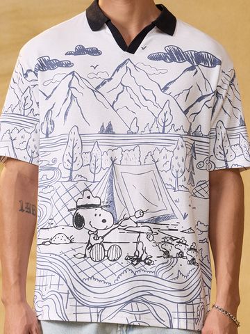 Buy Peanuts: Campfire Men Oversized Polos Online P09