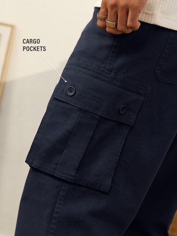 Buy Straight-Fit Pants: Navy Blue Men Cargo Pants Online F56