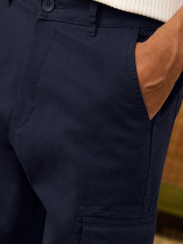 Buy Straight-Fit Pants: Navy Blue Men Cargo Pants Online F56