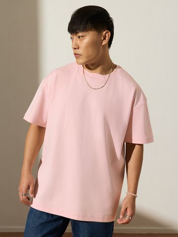 Buy Oversized T-Shirt: Pastel Pink Men Oversized T-Shirts Online OS23