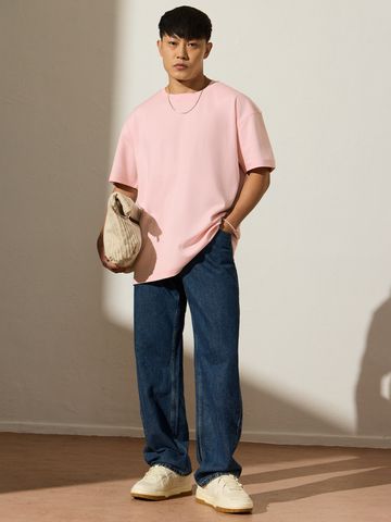 Buy Oversized T-Shirt: Pastel Pink Men Oversized T-Shirts Online OS23