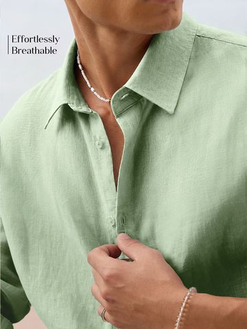 Buy Solids: Green Garden Men Relaxed Shirts Online C76