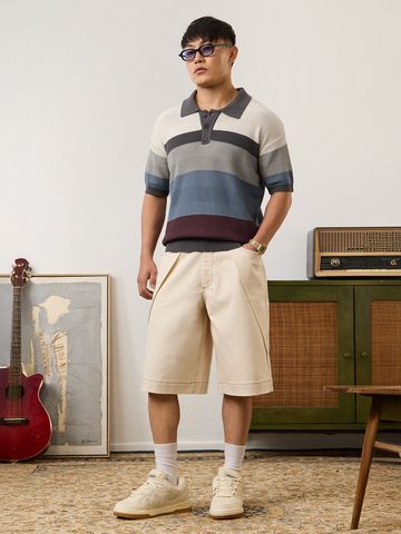 Buy Jacquard Polo: Mulberry Men Oversized Polo Online P09