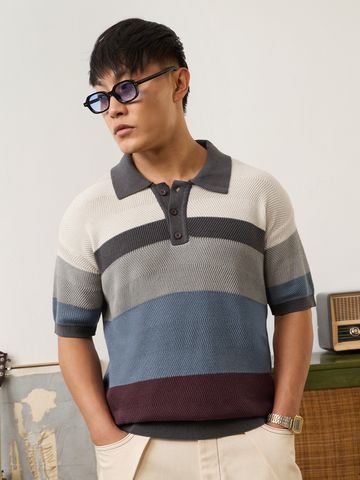 Buy Jacquard Polo: Mulberry Men Oversized Polo Online P09