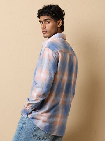 Buy TSS Originals: Peach Plaid Men Relaxed Shirts Online C76