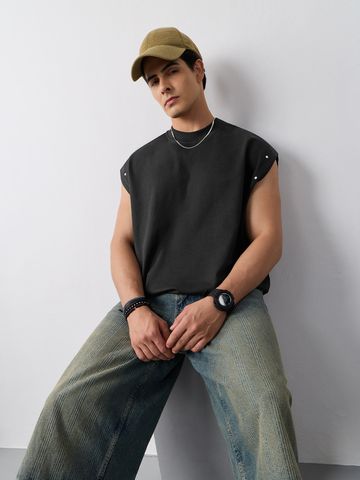 Buy Oversized Vest: Black Void Men Vest Online OS23