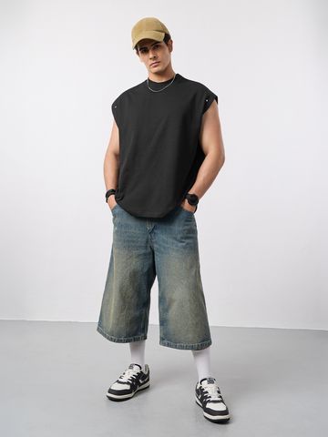 Buy Oversized Vest: Black Void Men Vest Online OS23