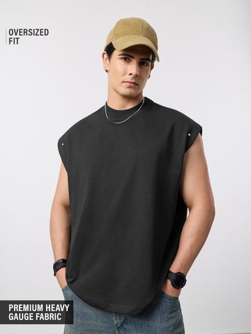 Buy Oversized Vest: Black Void Men Vest Online OS23