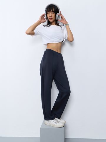 Premium Scuba Joggers: Navy Blue Women Joggers JB65