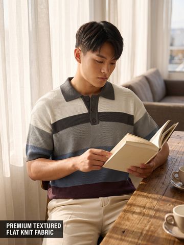 Buy Jacquard Polo: Mulberry Men Oversized Polo Online P09