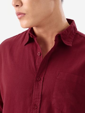Buy Solids: Red Men Cotton Linen Shirts Online C76