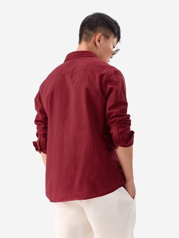 Buy Solids: Red Men Cotton Linen Shirts Online C76
