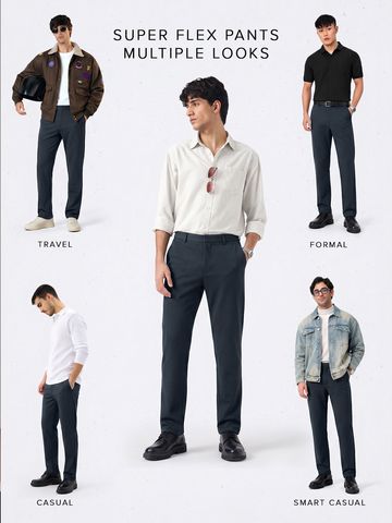 Buy Classic-Fit Pants: Dark Navy Blue Men Pants Online F56
