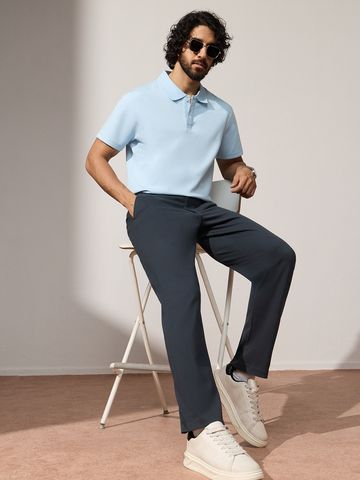 Buy Classic-Fit Pants: Dark Navy Blue Men Pants Online F56