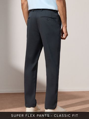 Buy Classic-Fit Pants: Dark Navy Blue Men Pants Online F56