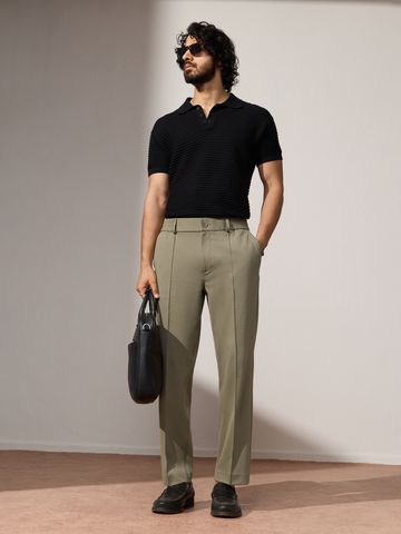 Buy Straight-Fit Pants: Khaki Brown Men Pants Online F56