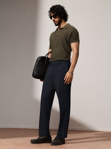 Buy Straight-Fit Pants: Indigo Blue Men Pants Online F56
