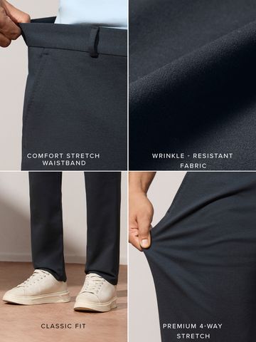 Buy Classic-Fit Pants: Dark Navy Blue Men Pants Online F56