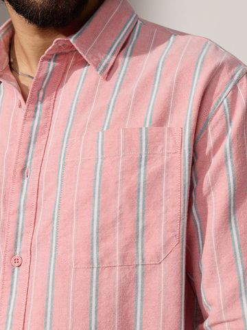 Buy Oversized Shirt: Salmon Men Relaxed Shirts Online C76