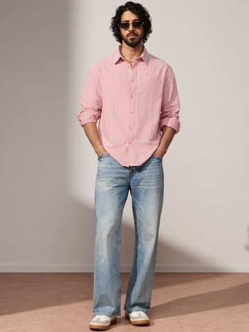 Buy Oversized Shirt: Salmon Men Relaxed Shirts Online C76