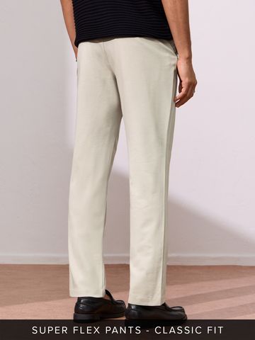 Buy Classic-Fit Pants: Ecru Beige Men Pants Online F56